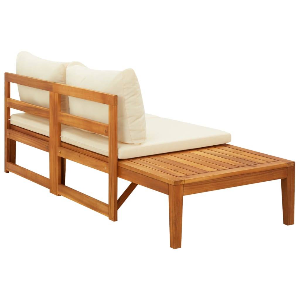 Maison Chic - Banc de jardin - Banc d'extérieur - Banquette avec table et coussins Blanc crème Teck solide - Imagen 3