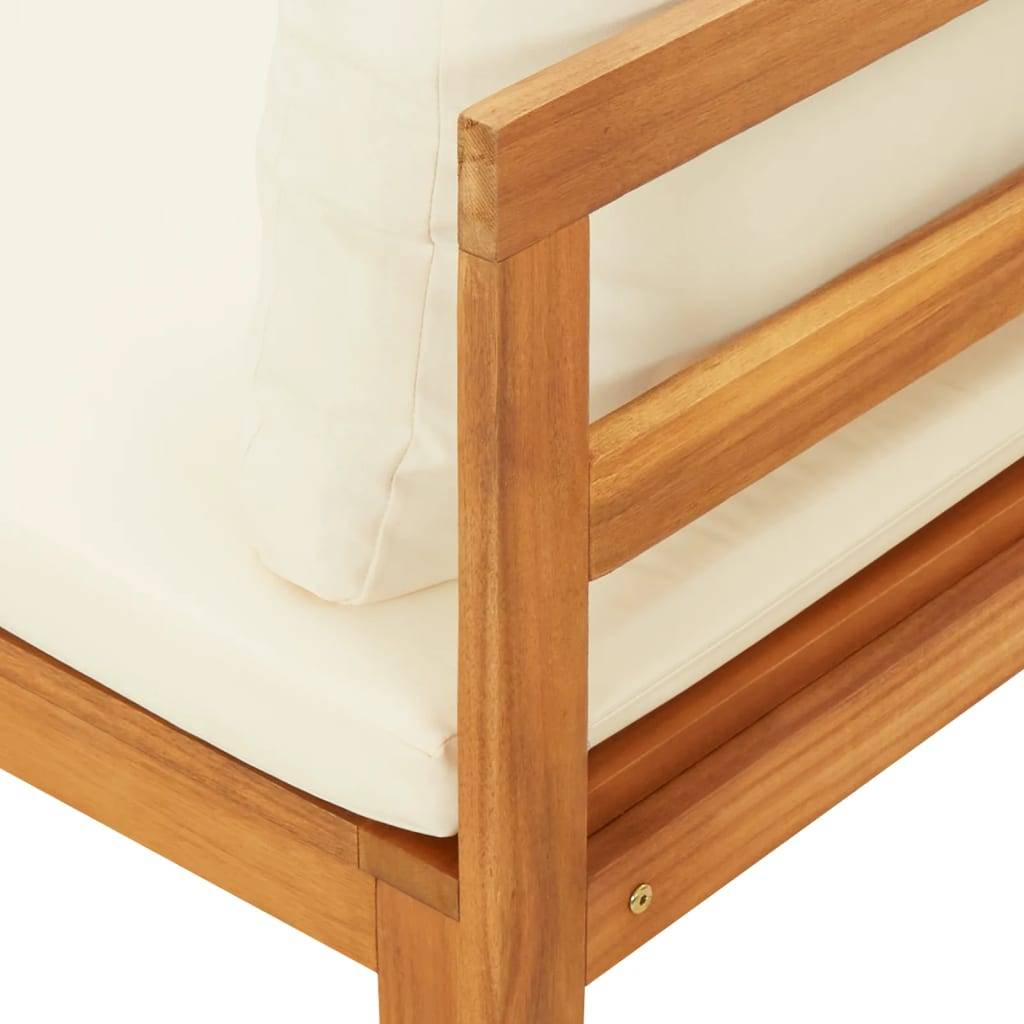 Maison Chic - Banc de jardin - Banc d'extérieur - Banquette avec table et coussins Blanc crème Teck solide - Imagen 6