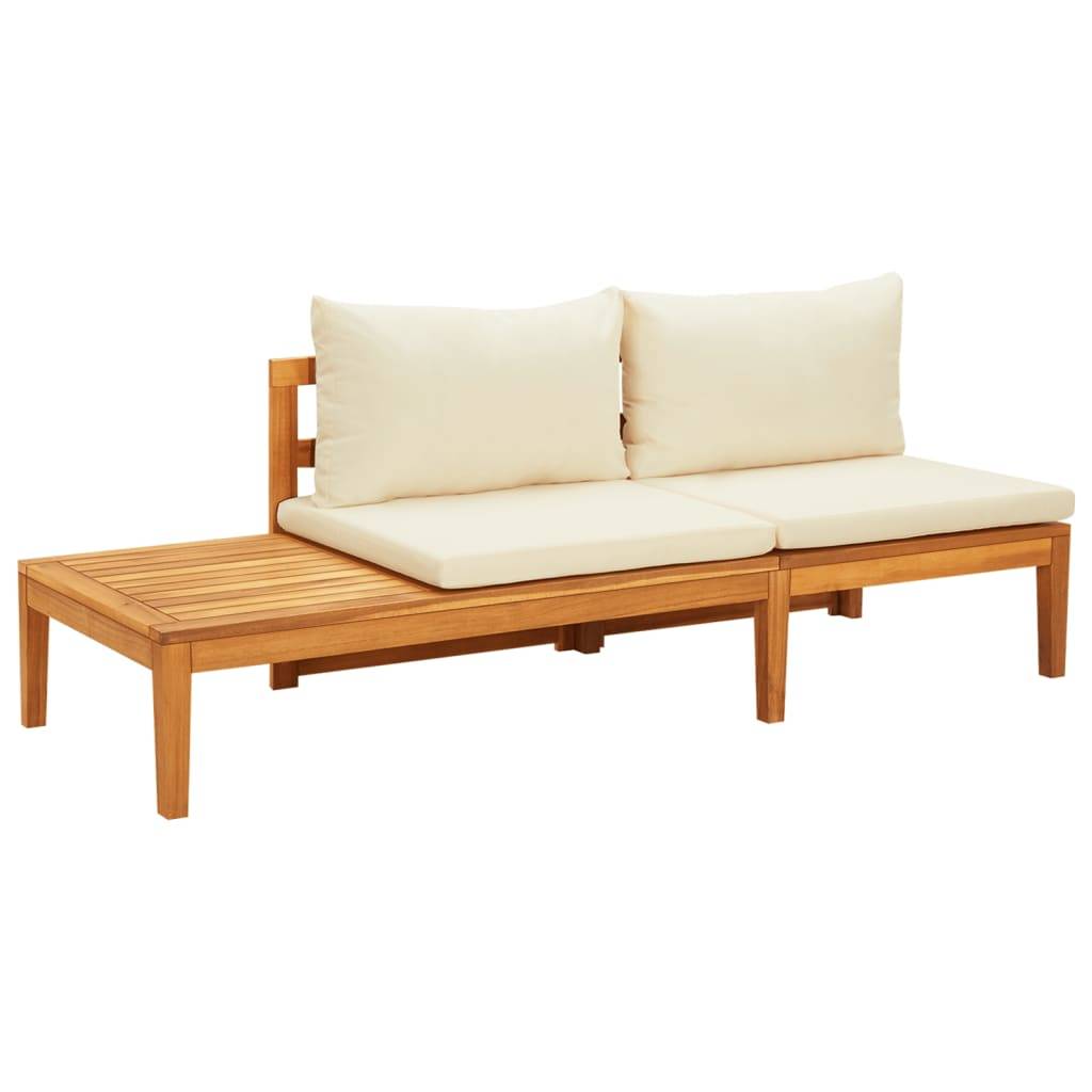 Maison Chic - Banc de jardin - Banc d'extérieur - Banquette avec table et coussins Blanc crème Teck solide - Imagen 2