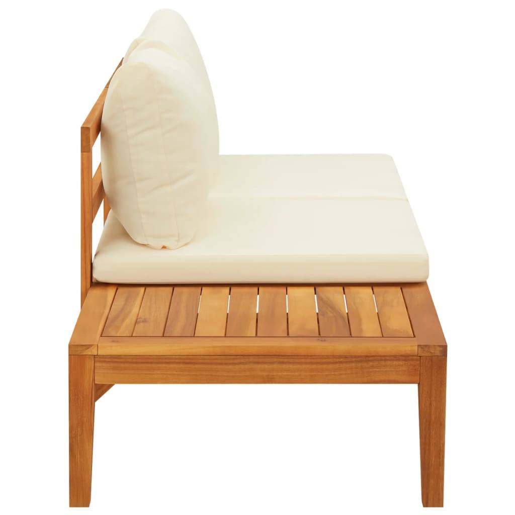 Maison Chic - Banc de jardin - Banc d'extérieur - Banquette avec table et coussins Blanc crème Teck solide - Imagen 1