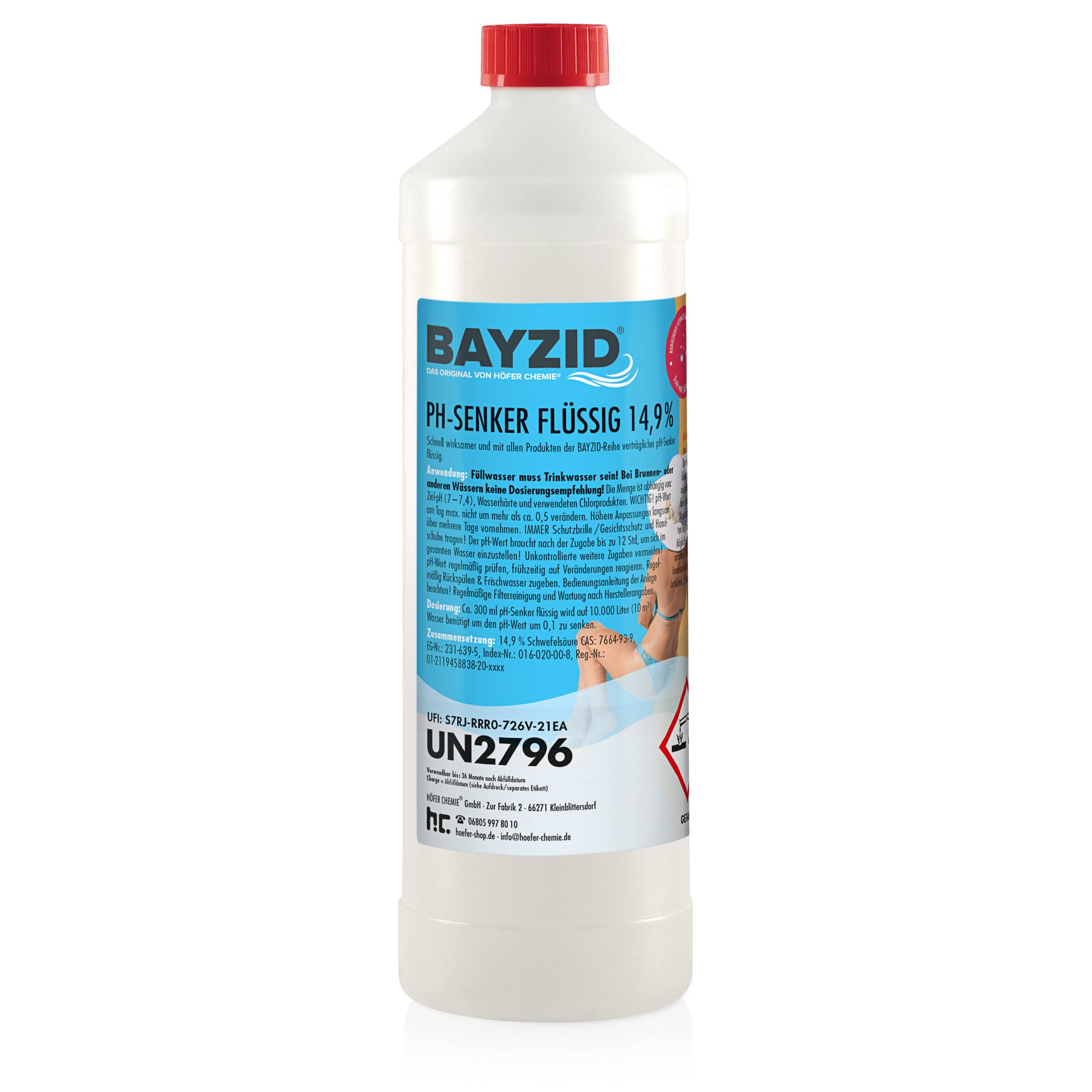 pH moins liquide 14,9% Bayzid® en bouteille de 1 KG x 1 - Image 1