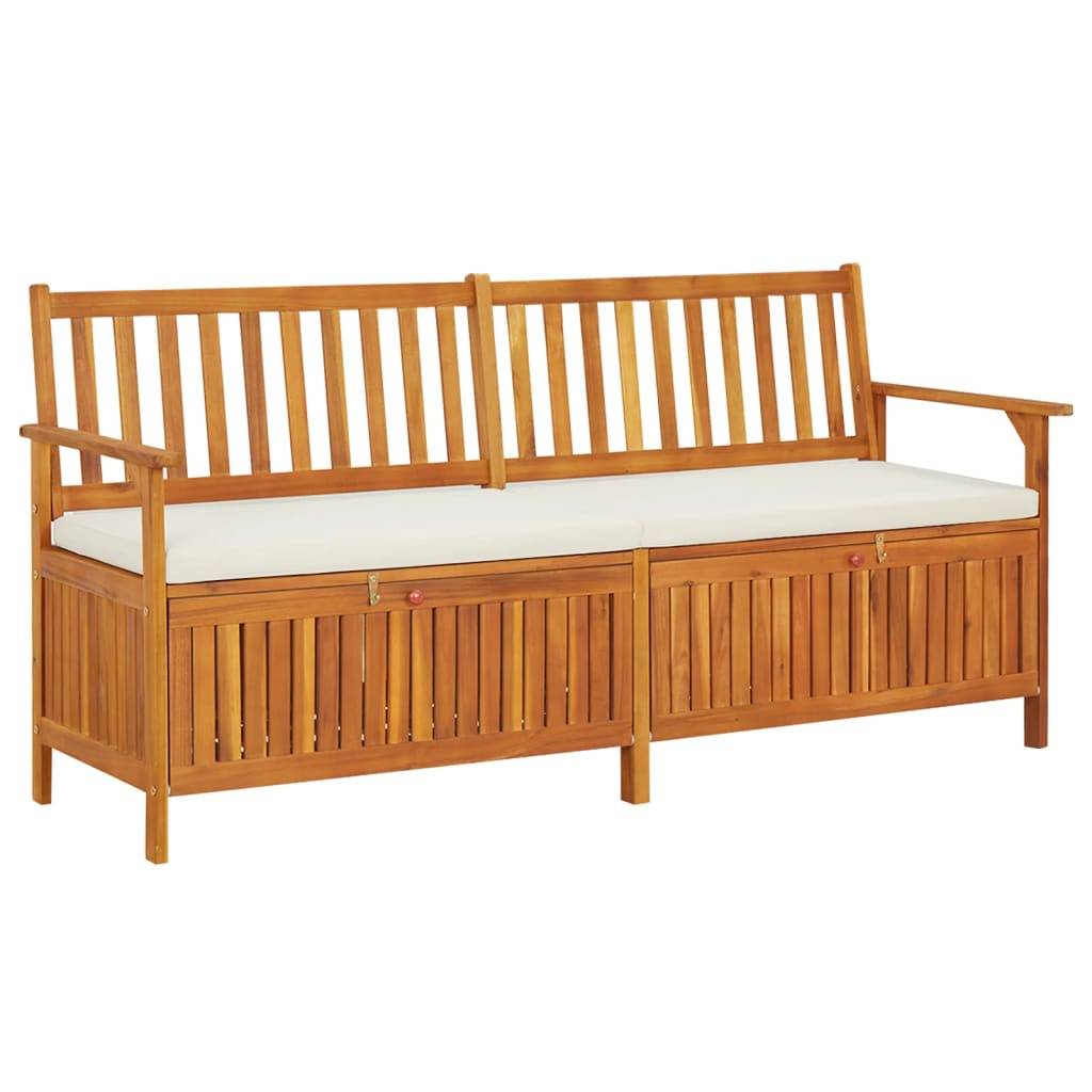 Helloshop26 - Banc de jardin meuble de patio d'extérieur terrasse de rangement avec coussin 170 x 63 x 84 cm bois d'acacia solide - Imagen 1