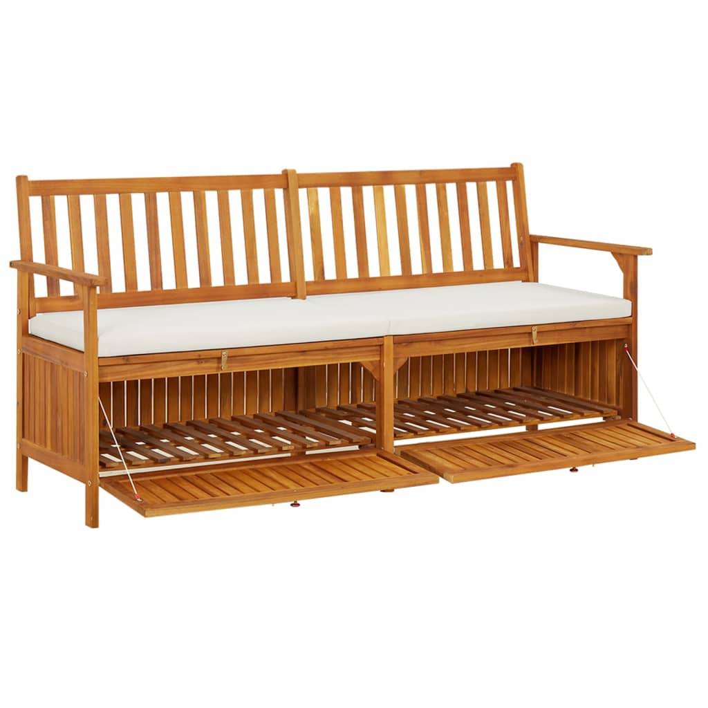 Helloshop26 - Banc de jardin meuble de patio d'extérieur terrasse de rangement avec coussin 170 x 63 x 84 cm bois d'acacia solide - Imagen 3