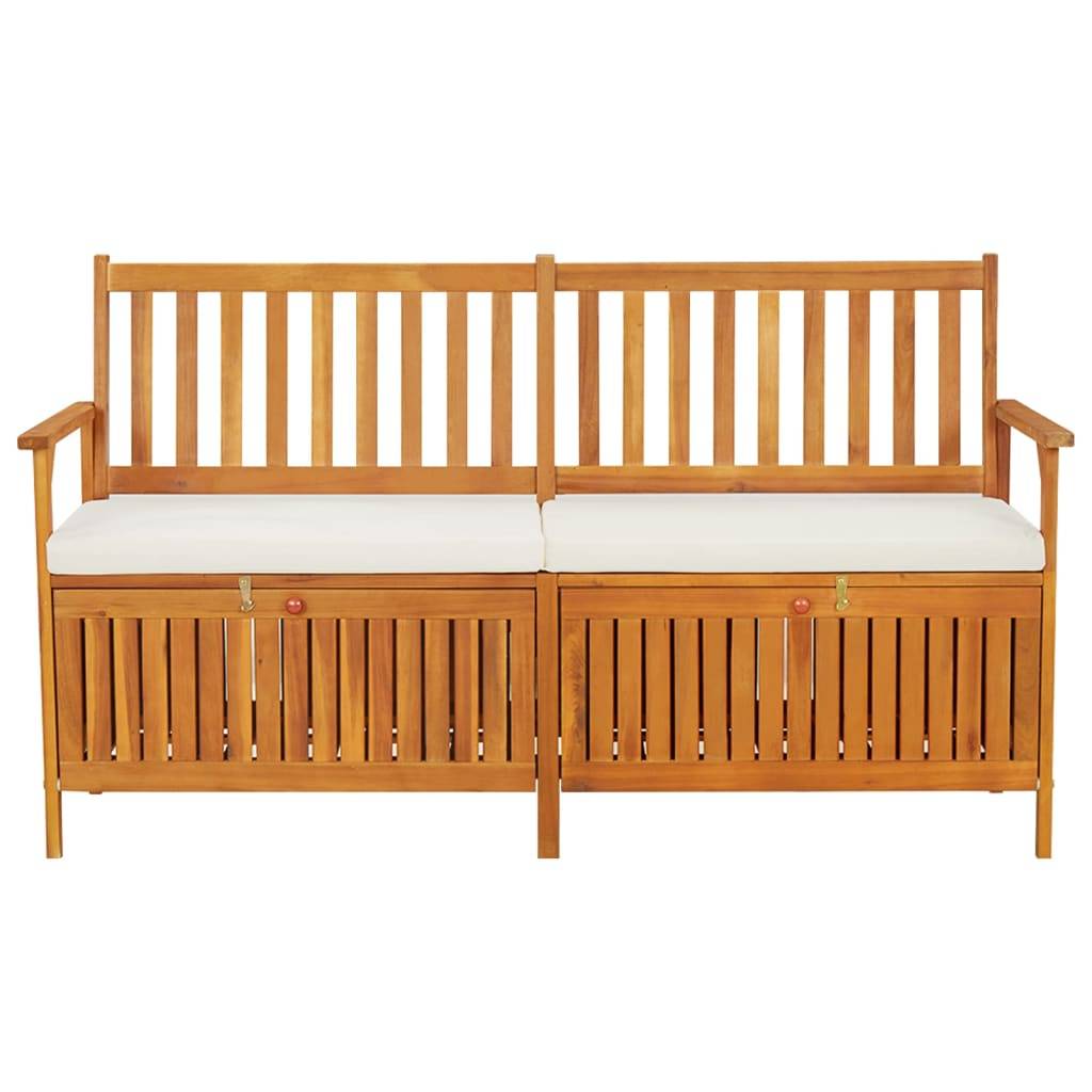 Helloshop26 - Banc de jardin meuble de patio d'extérieur terrasse de rangement avec coussin 170 x 63 x 84 cm bois d'acacia solide - Imagen 2