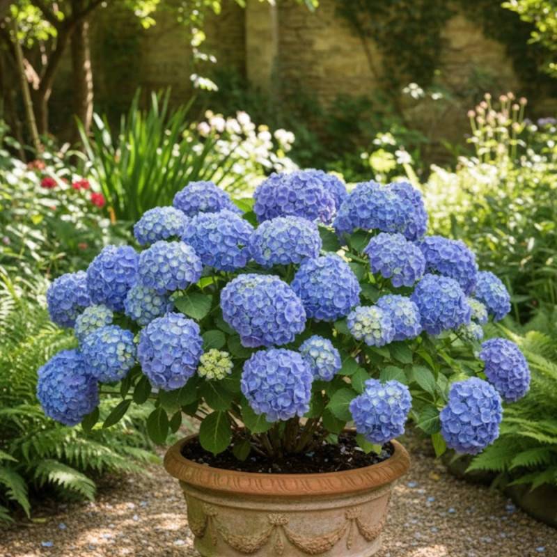Hortensia Bodensee, Hydrangea macrophylla à fleurs Bleue - feuillage Caduc - Godet - 5/20 cm- hauteur à maturité De 1,00 m à 1,50 m - Image 4