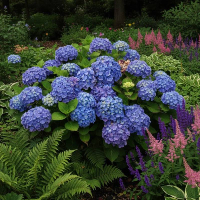 Hortensia Bodensee, Hydrangea macrophylla à fleurs Bleue - feuillage Caduc - Godet - 5/20 cm- hauteur à maturité De 1,00 m à 1,50 m - Image 2