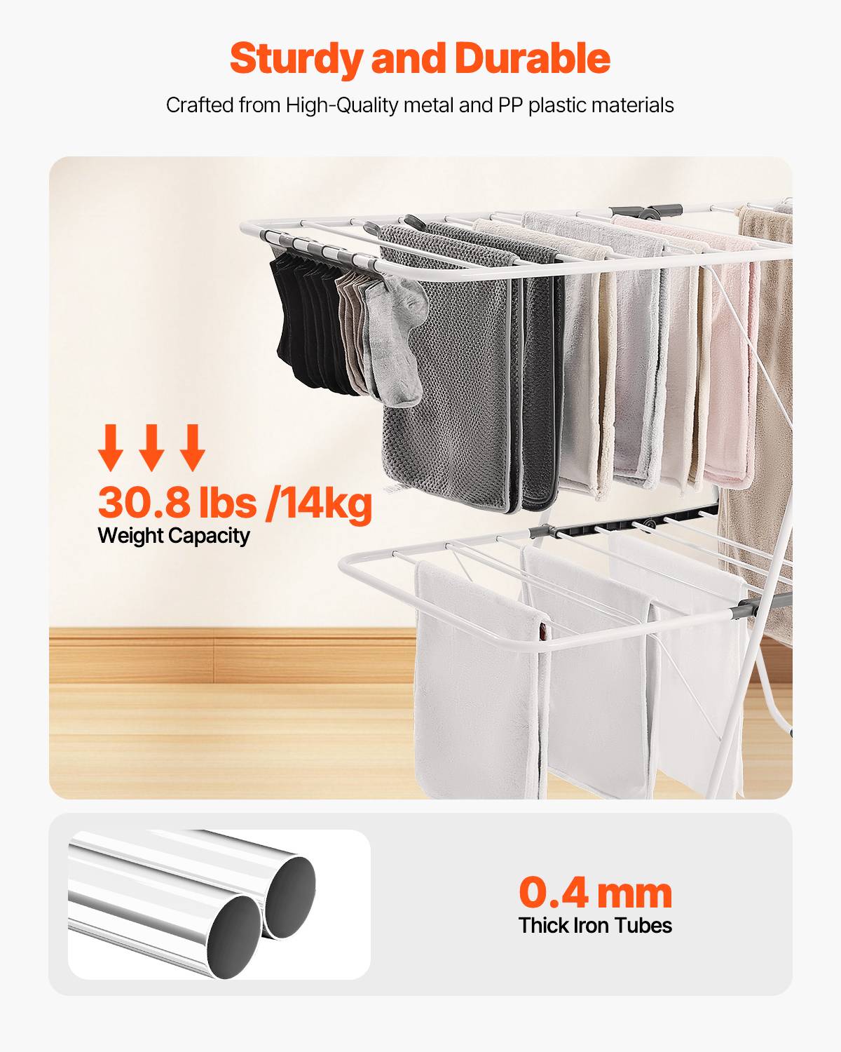 VEVOR Étendoir à Linge Pliable 2 Niveaux avec Pinces à Chaussettes 31 Tiges - Image 3
