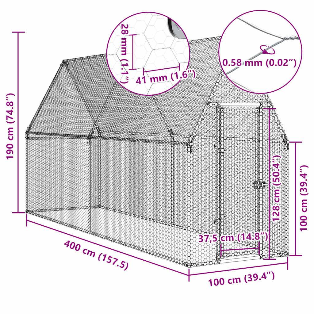 Poulailler XXL en acier galvanisé enclos extérieur volière 400x100x190 cm – ComfortXL Outdoor Living - Image 10
