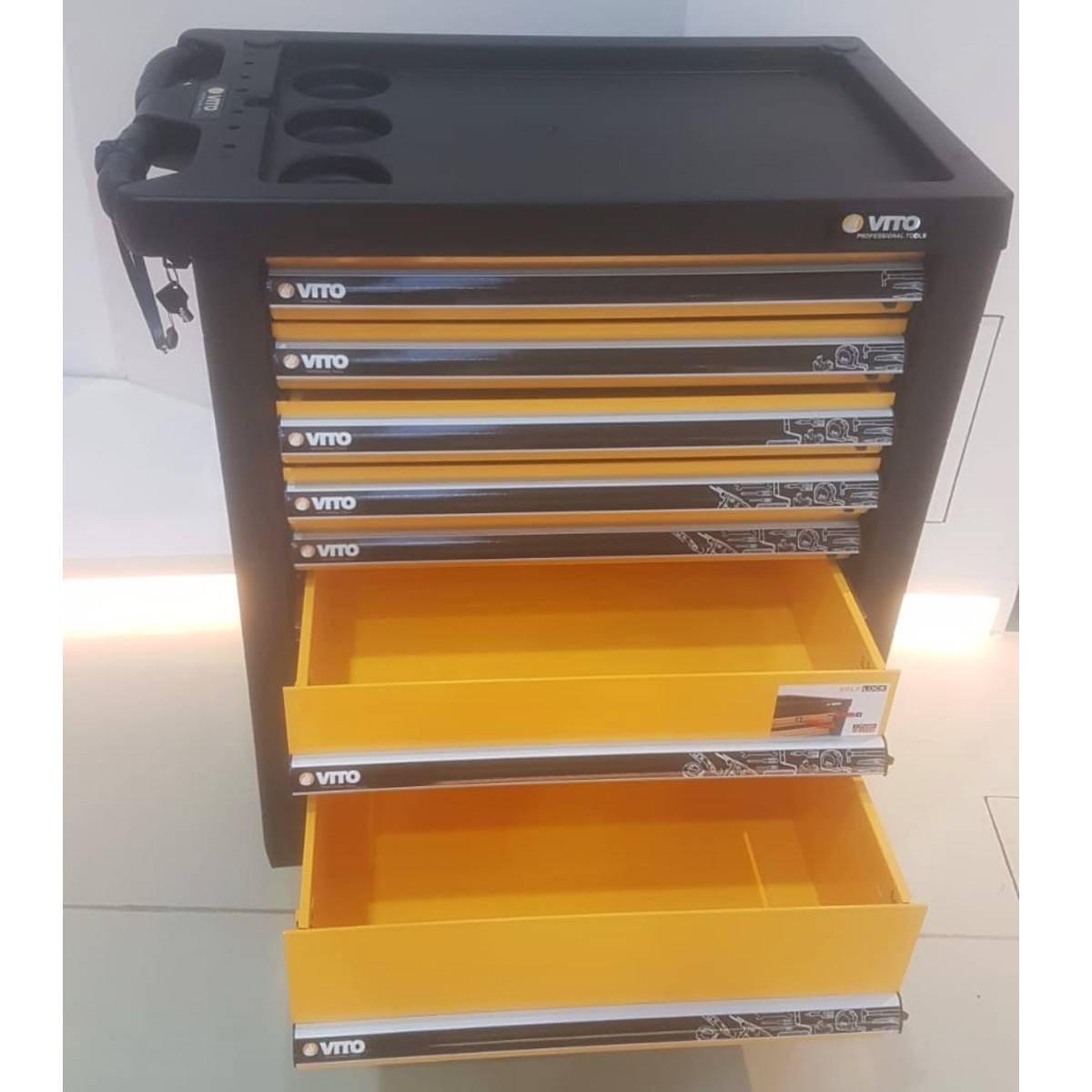 Servante d'atelier 7 tiroirs Chariot sur roues Avec frein Meuble de garage Etabli VITO - Imagen 4