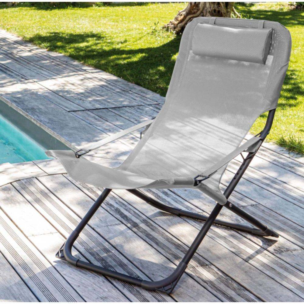 Proloisirs - Chaise relax en acier et toile Easy Perle - Image 2