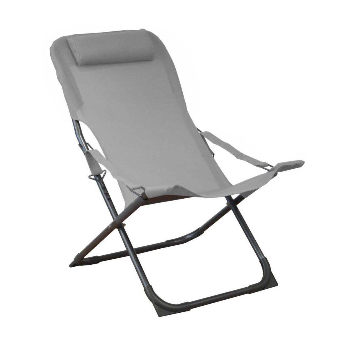 Proloisirs - Silla relax de acero y tela Easy Perla