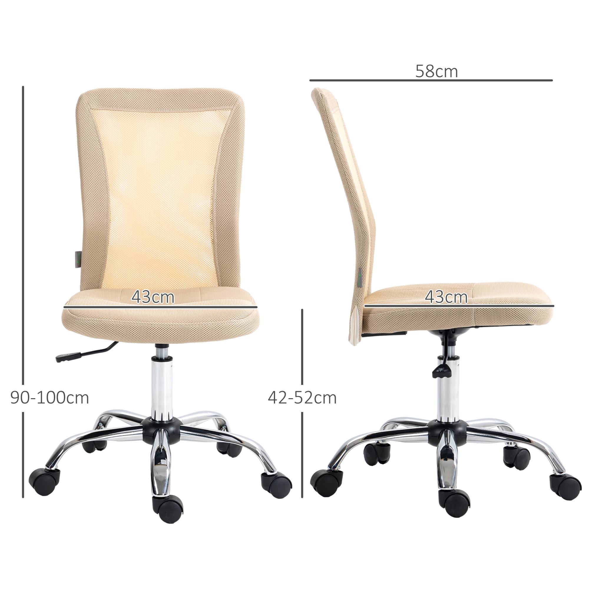 Sans Marque - Chaise de bureau ergonomique hauteur réglable piètement chromé pivotant 360° revêtement maille beige - Image 5