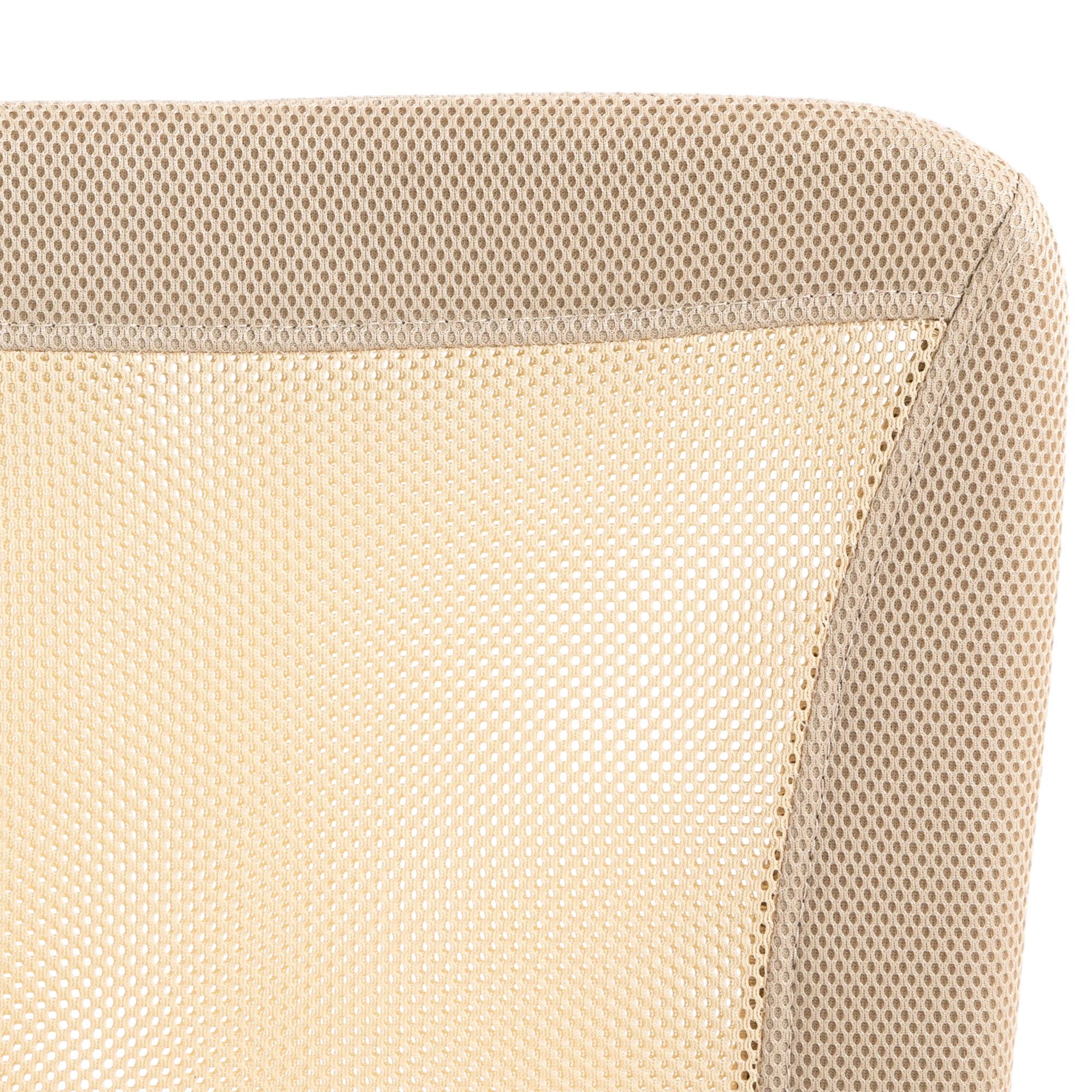 Sans Marque - Chaise de bureau ergonomique hauteur réglable piètement chromé pivotant 360° revêtement maille beige - Image 8