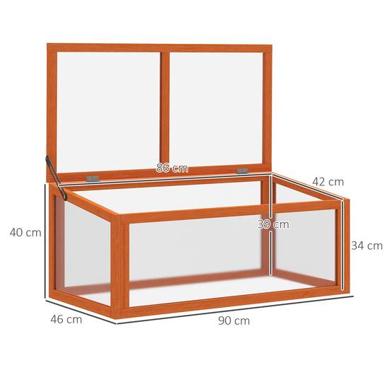 Serre Châssis Bois Sapin et Polycarbonate pour Semis et Plantes 90x46x40cm - ComfortXL Outdoor Living - Image 3