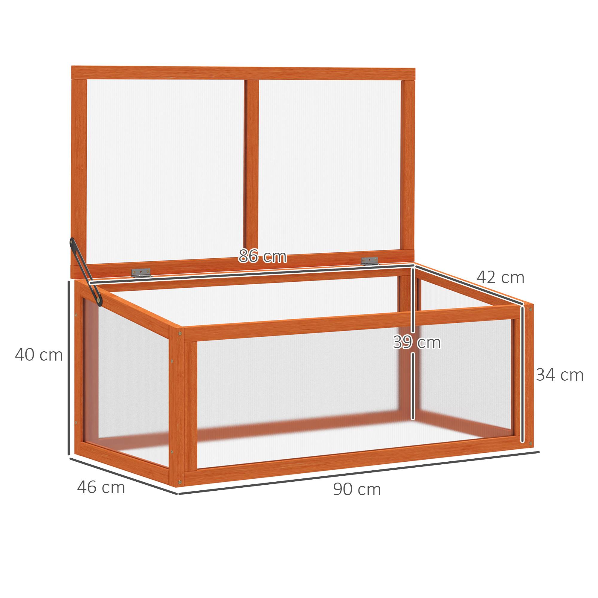 Serre Châssis Bois Sapin et Polycarbonate pour Semis et Plantes 90x46x40cm - ComfortXL Outdoor Living - Image 3