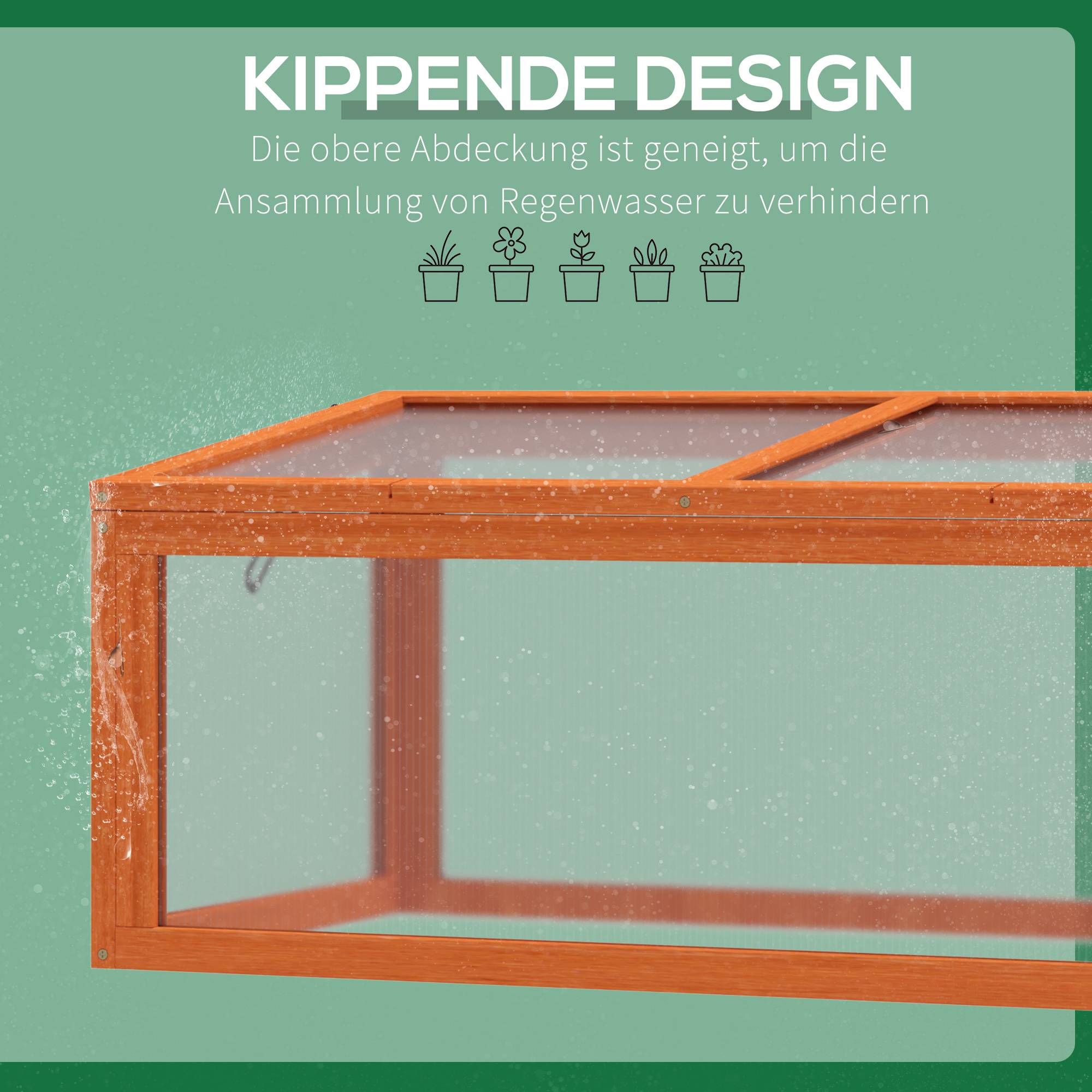 Serre Châssis Bois Sapin et Polycarbonate pour Semis et Plantes 90x46x40cm - ComfortXL Outdoor Living - Image 6