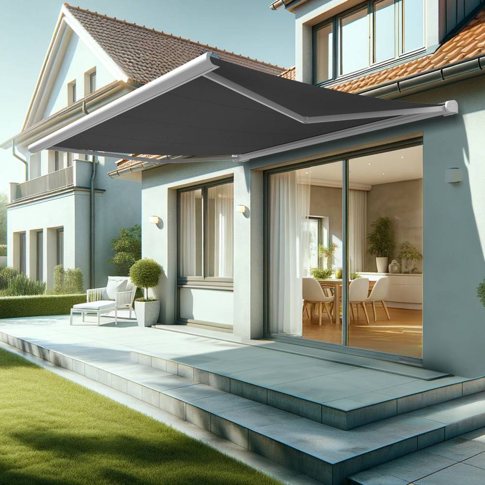 Intersun - Store banne coffre HEVOA 4,05x3,50 M (Motorisé Secours à Télécommande + LED - Blanc - Gris Graphite) - INTERSUN - Imagen 2
