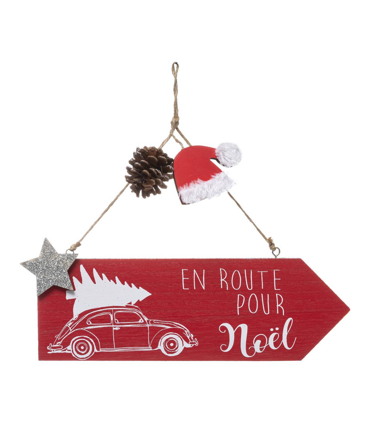 Fééric Lights & Christmas - Déco de Noël Pancarte murale EN ROUTE POUR NOËL L 29 cm - Imagen 1