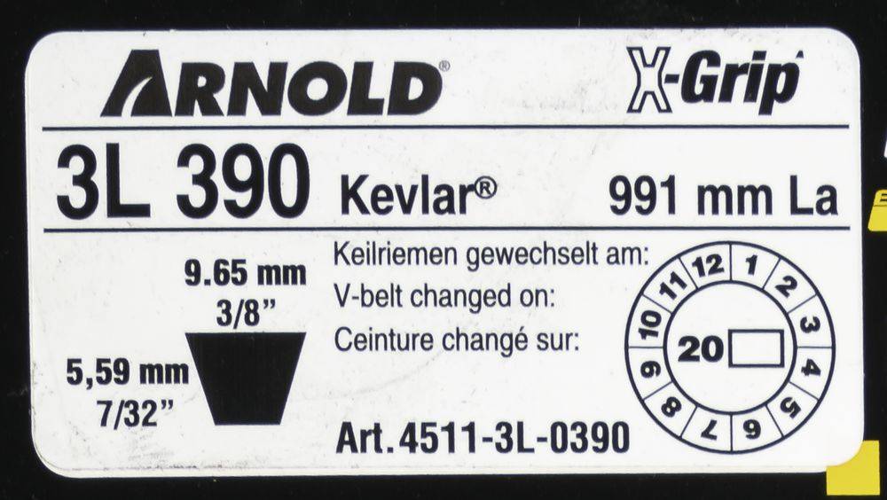 Arnold - Courroie trapézoïdale X-Grip V de type 3L390 Arnold - Imagen 2