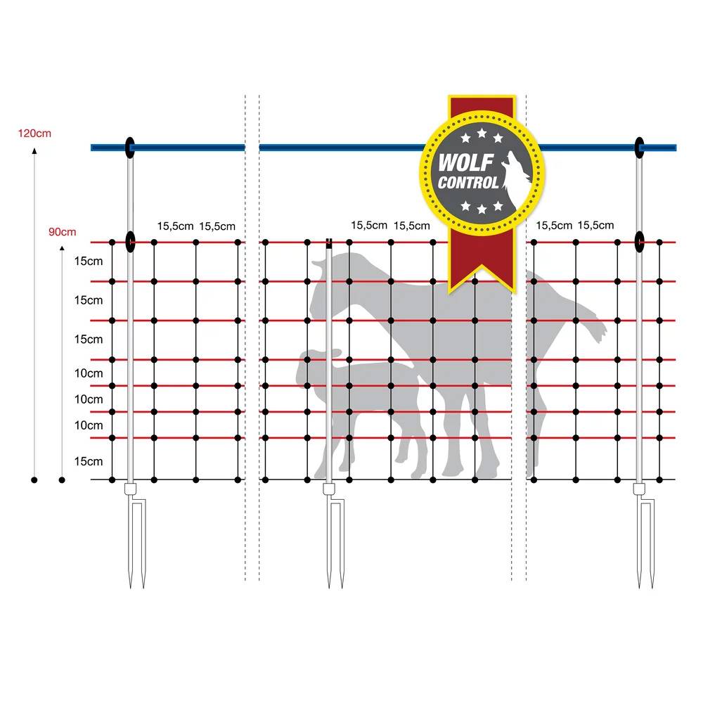 Horizont - Filet anti-loups 50 m, h 90/120 cm, double pointe, horinetz super - Imagen 4