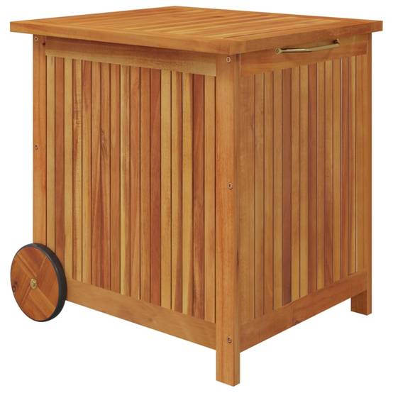 Helloshop26 - Coffre boîte meuble de jardin rangement avec roues 60 x 50 x 58 cm bois acacia - Imagen 1