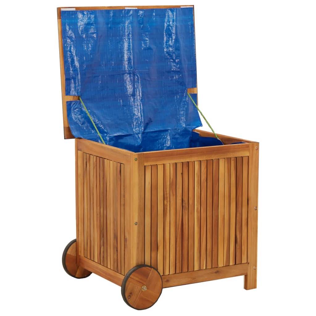 Helloshop26 - Coffre boîte meuble de jardin rangement avec roues 60 x 50 x 58 cm bois acacia - Imagen 5