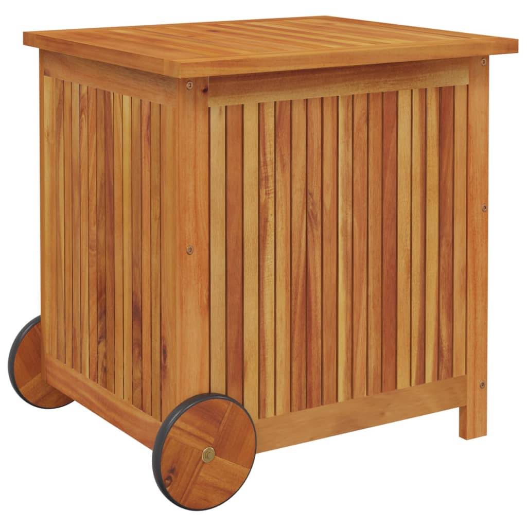 Helloshop26 - Coffre boîte meuble de jardin rangement avec roues 60 x 50 x 58 cm bois acacia - Imagen 2