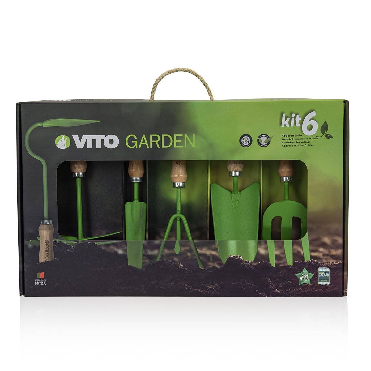 Kit 6 outils de jardin Kit jardinier Acier S235 Manche en bois de hêtre VITO - Imagen 3