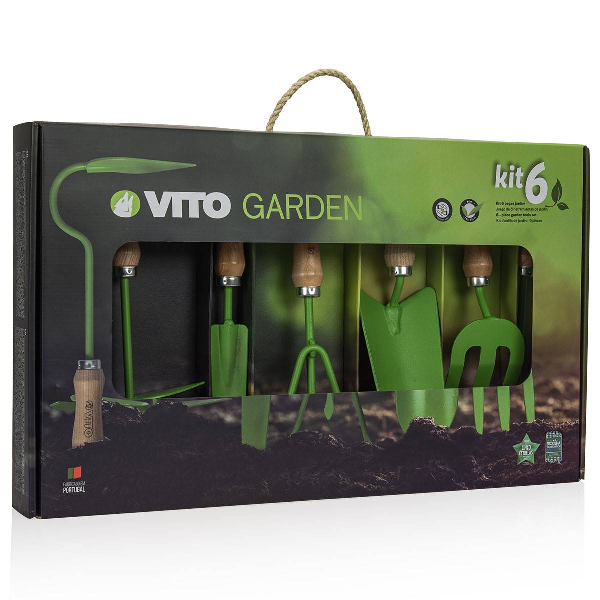 Kit 6 outils de jardin Kit jardinier Acier S235 Manche en bois de hêtre VITO - Imagen 2