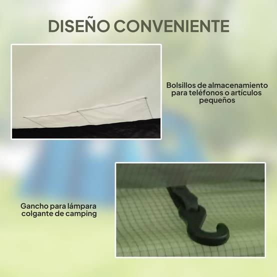 Tente tunnel gonflable pour 3 à 6 personnes avec vestibule, fenêtres en filet et sac de transport étanche, vert olive - Image 10