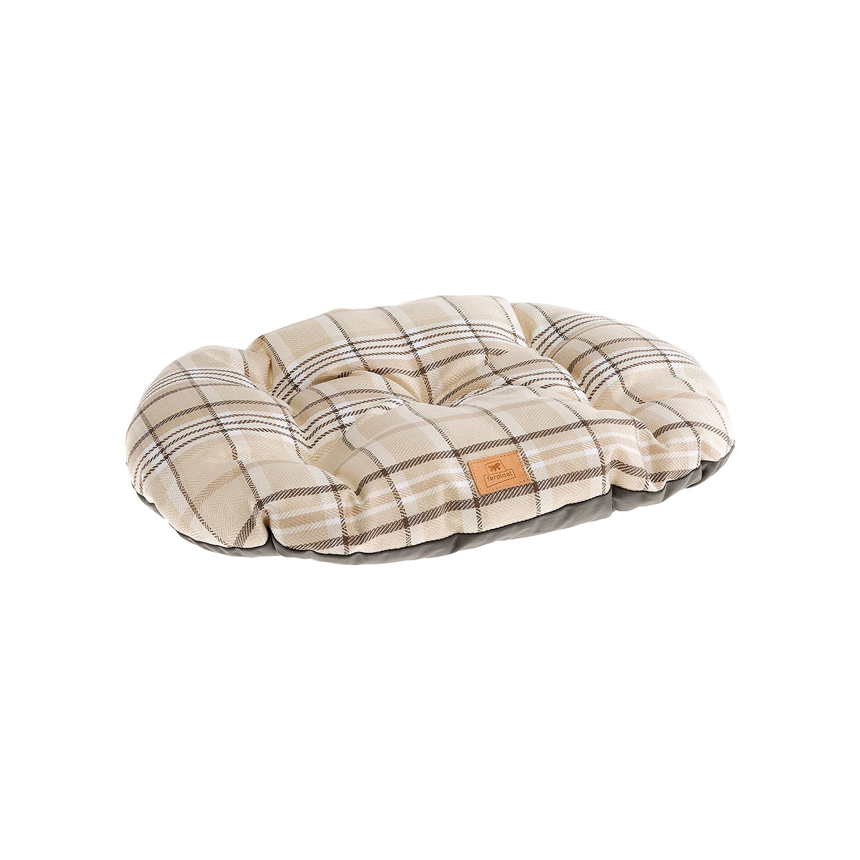 Ferplast - Coussin rembourré pour chiens et chats SCOTT 65/6, double-face, écossais, velours doux, lavable, Marron - Imagen 1