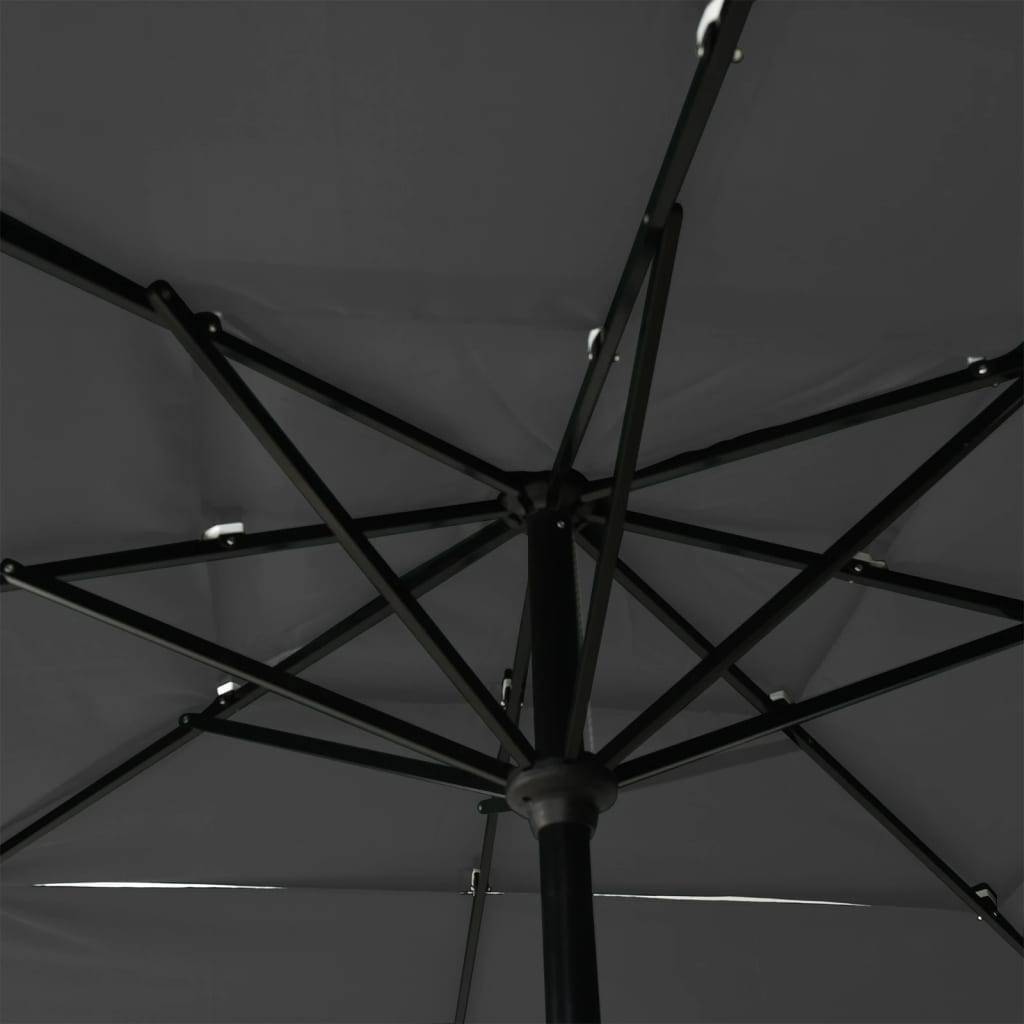 Helloshop26 - Parasol à 3 niveaux avec mât en aluminium 2,5 x 2,5 m anthracite - Imagen 5