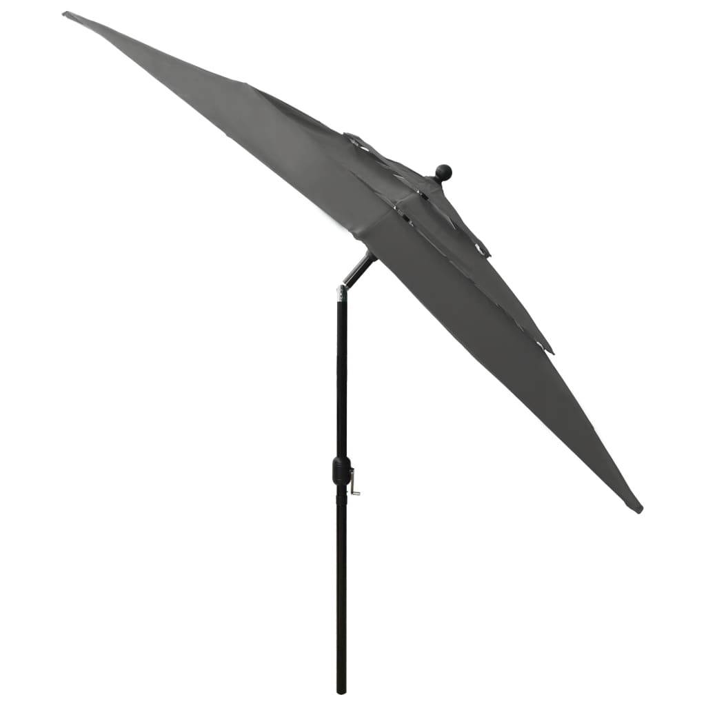 Helloshop26 - Parasol à 3 niveaux avec mât en aluminium 2,5 x 2,5 m anthracite - Imagen 4