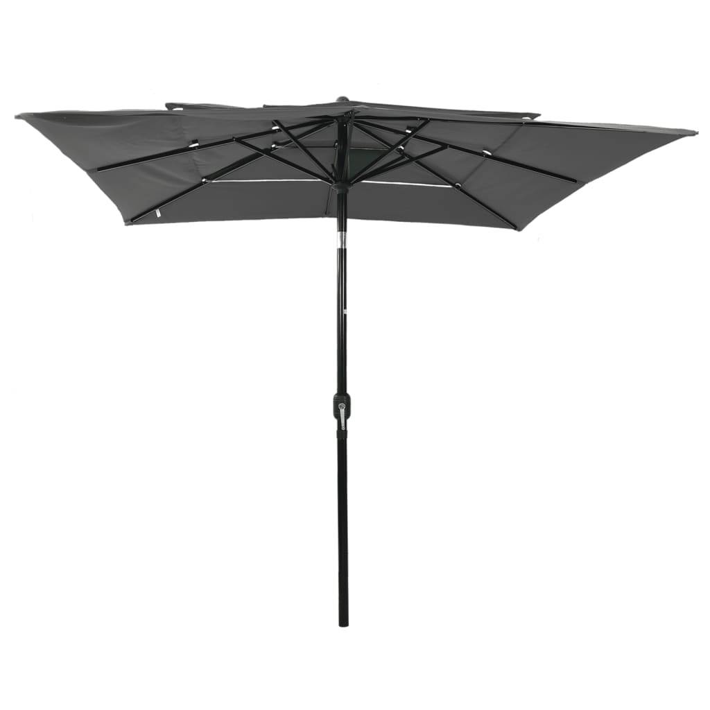 Helloshop26 - Parasol à 3 niveaux avec mât en aluminium 2,5 x 2,5 m anthracite - Imagen 2