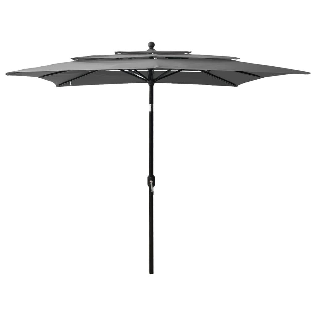 Helloshop26 - Parasol à 3 niveaux avec mât en aluminium 2,5 x 2,5 m anthracite - Imagen 1