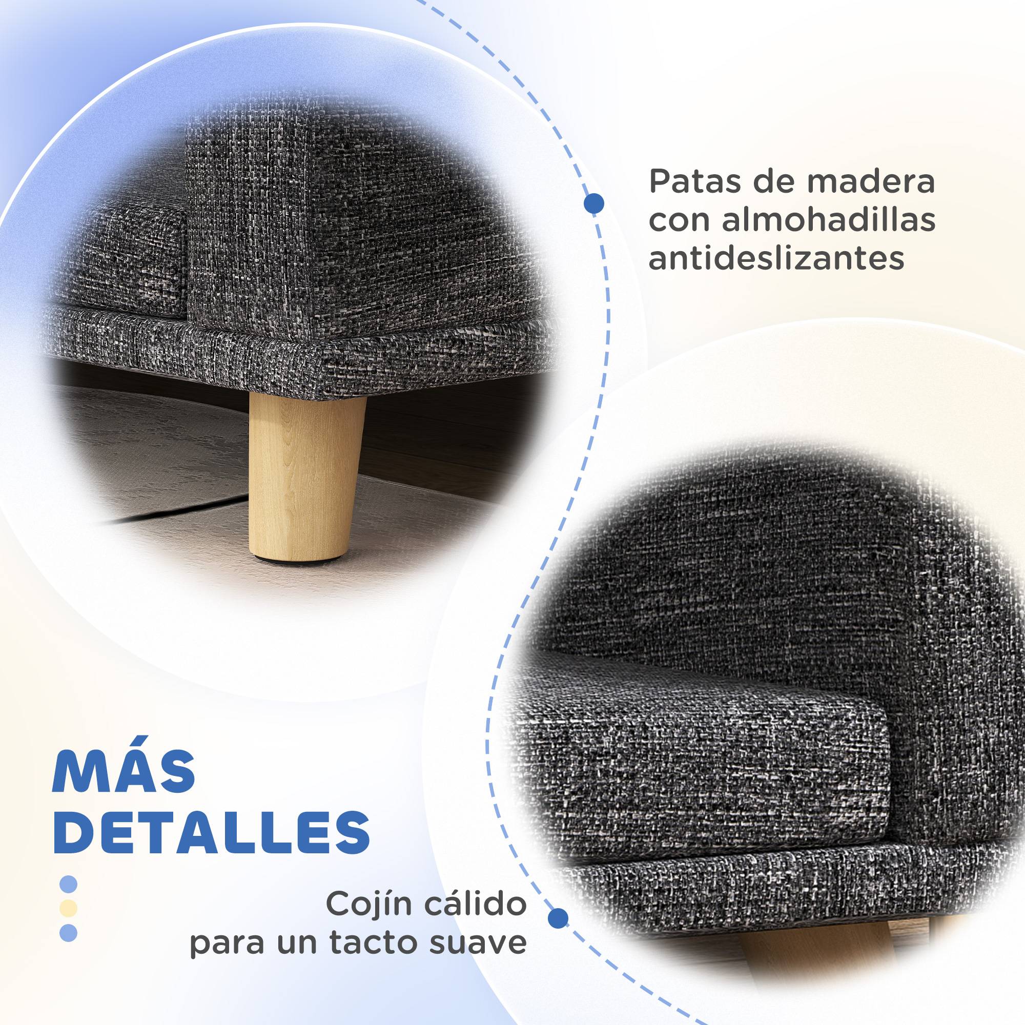 Lit Canapé pour Grand Chien Surélevé en Bois Couchage Confortable Coussin Lavable 98x67 cm Gris Foncé - ComfortXL Outdoor Living - Image 8