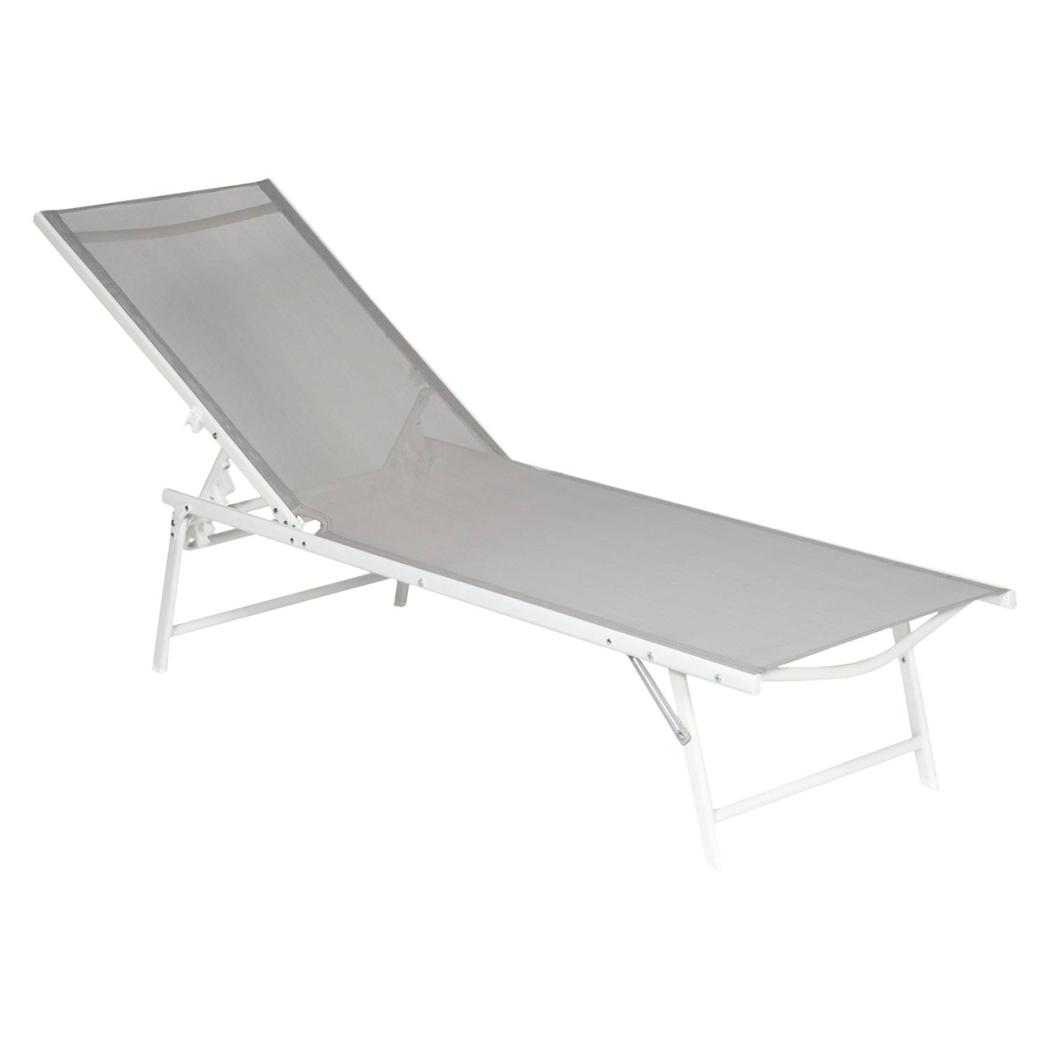 Lot de 2 bains de soleil pliants SICILIA en textilène gris - structure blanche - HAPPY GARDEN - Image 9