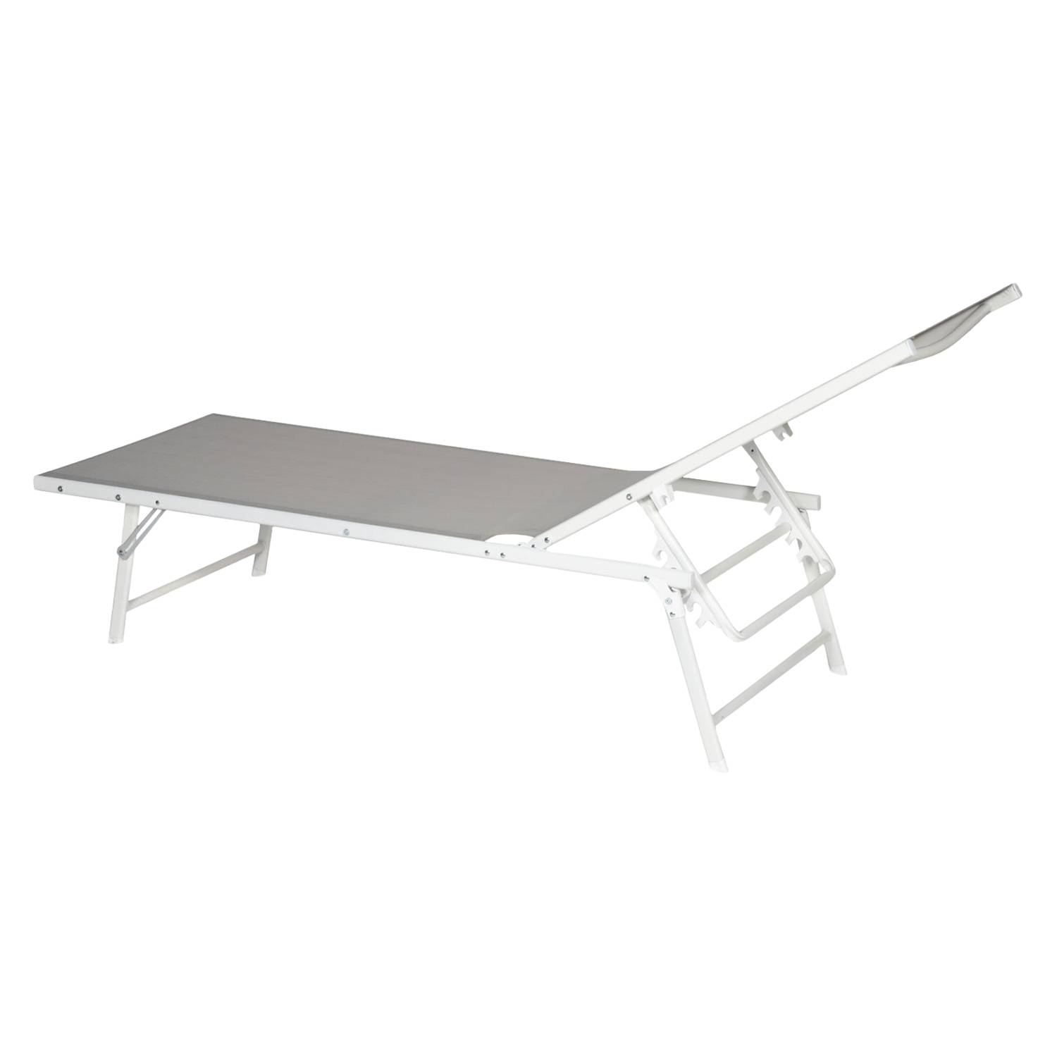 Lot de 2 bains de soleil pliants SICILIA en textilène gris - structure blanche - HAPPY GARDEN - Image 10