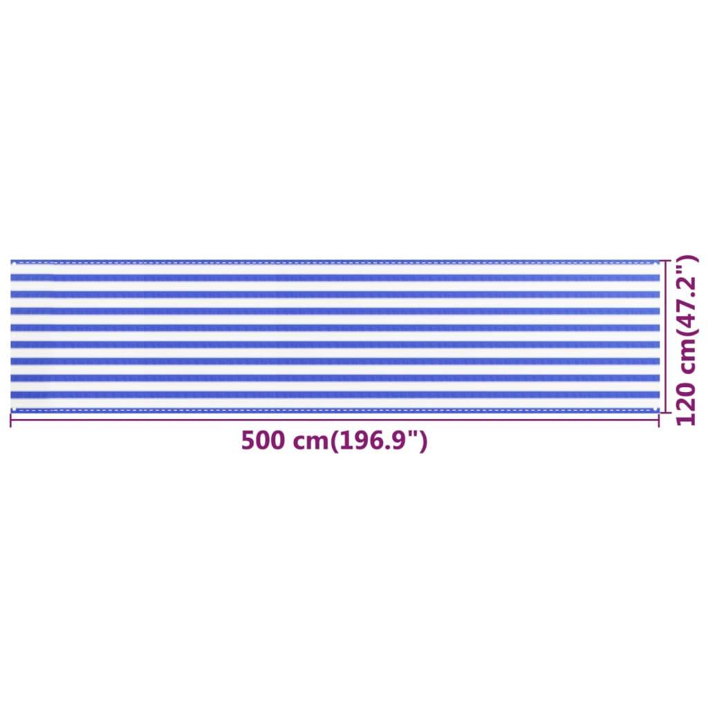 Helloshop26 - Écran de balcon brise pare vue protection confidentialité 120 x 500 cm PEHD bleu et blanc - Imagen 5