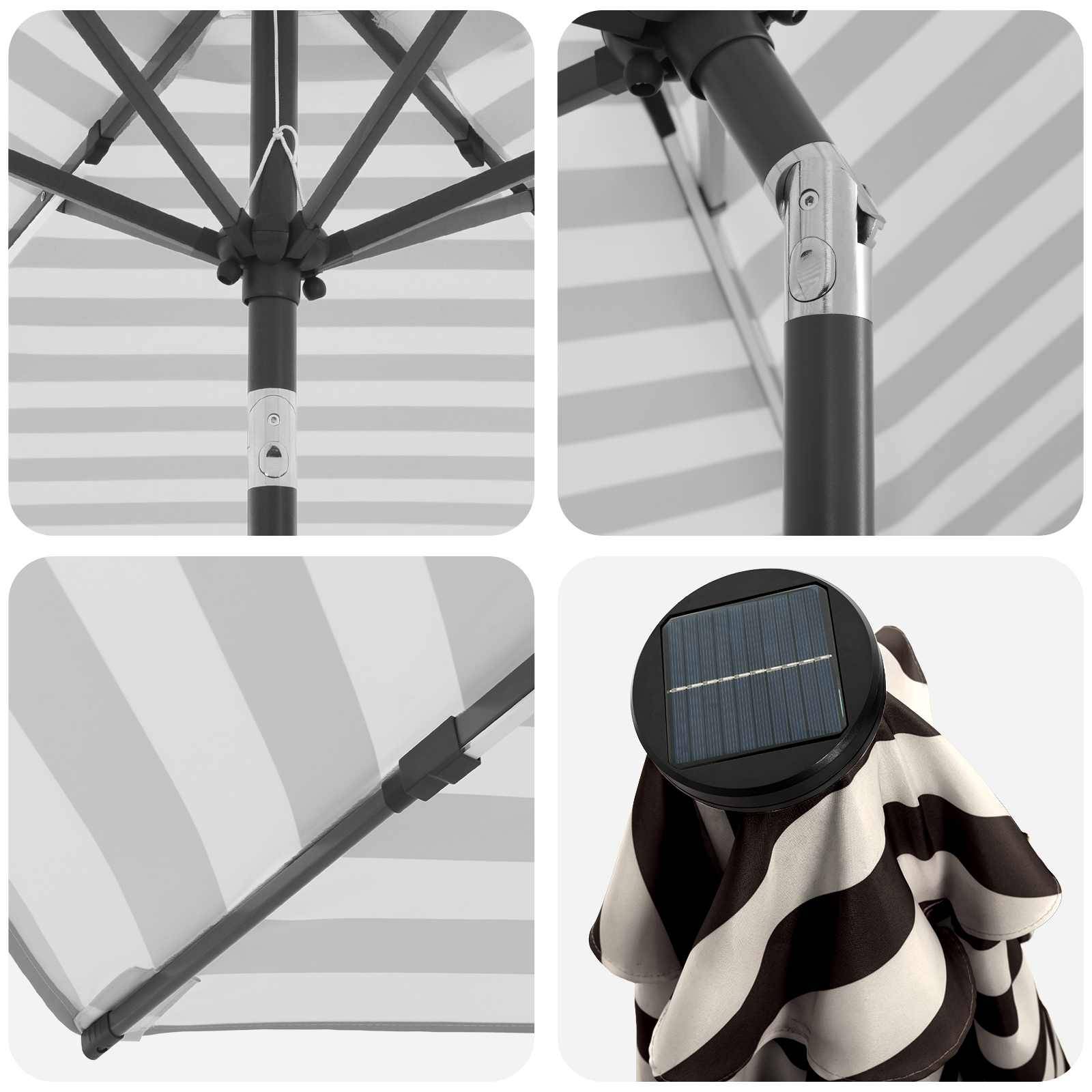 PANGIVO - Parasol polyester noir et blanc 290 x 190 x 235 cm - PANGIVO - Image 6