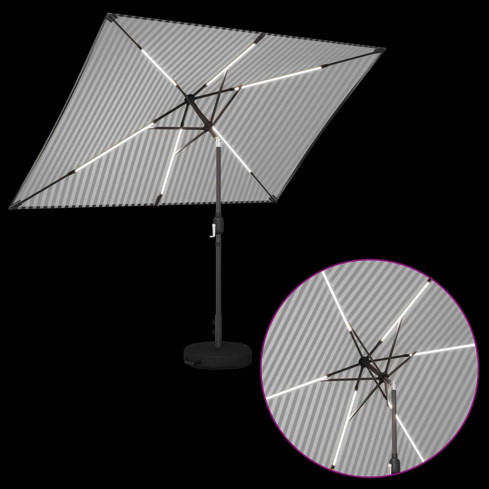 PANGIVO - Parasol polyester noir et blanc 290 x 190 x 235 cm - PANGIVO - Image 4