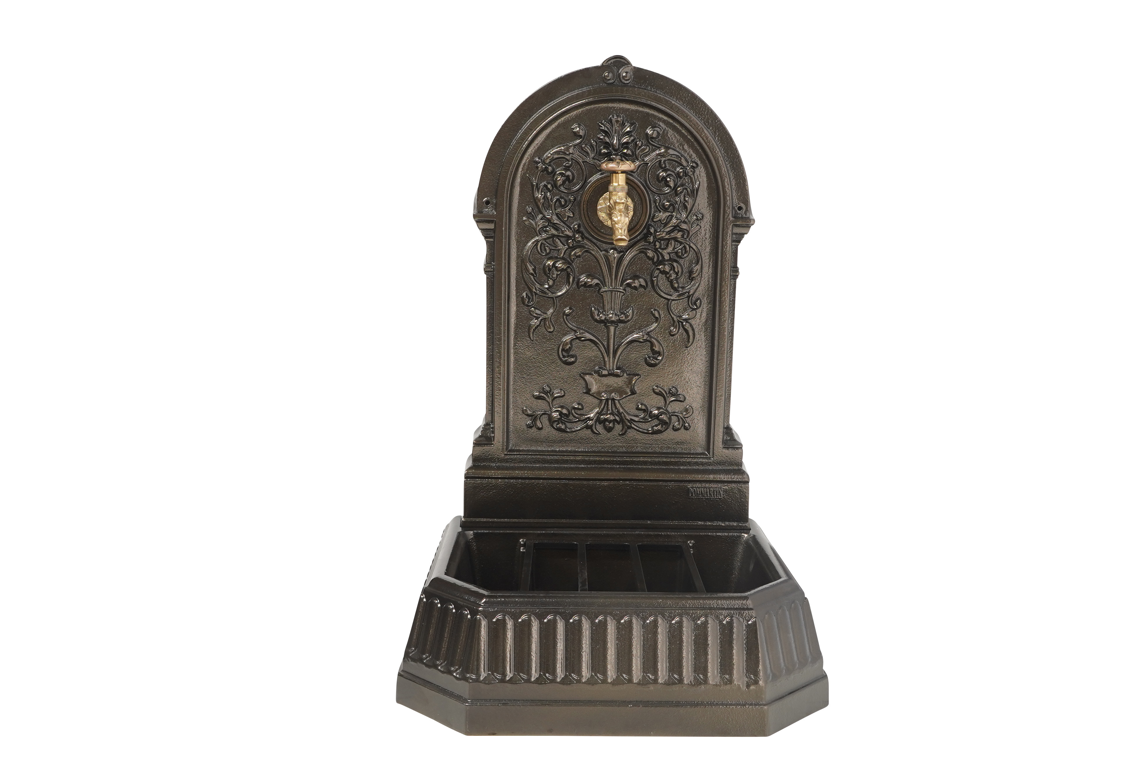 Fontaine florale Dommartin vieux bronze avec robinet colvert H.87 - Imagen 1
