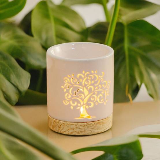 Brûle-Parfum Céramy Life Tree 50 ml - Brûleur Cire Fondant - Objet Artisanal Porte-Bonheur - Déco Cadeau - H 10,5 cm - Zen'Arôme - Image 1