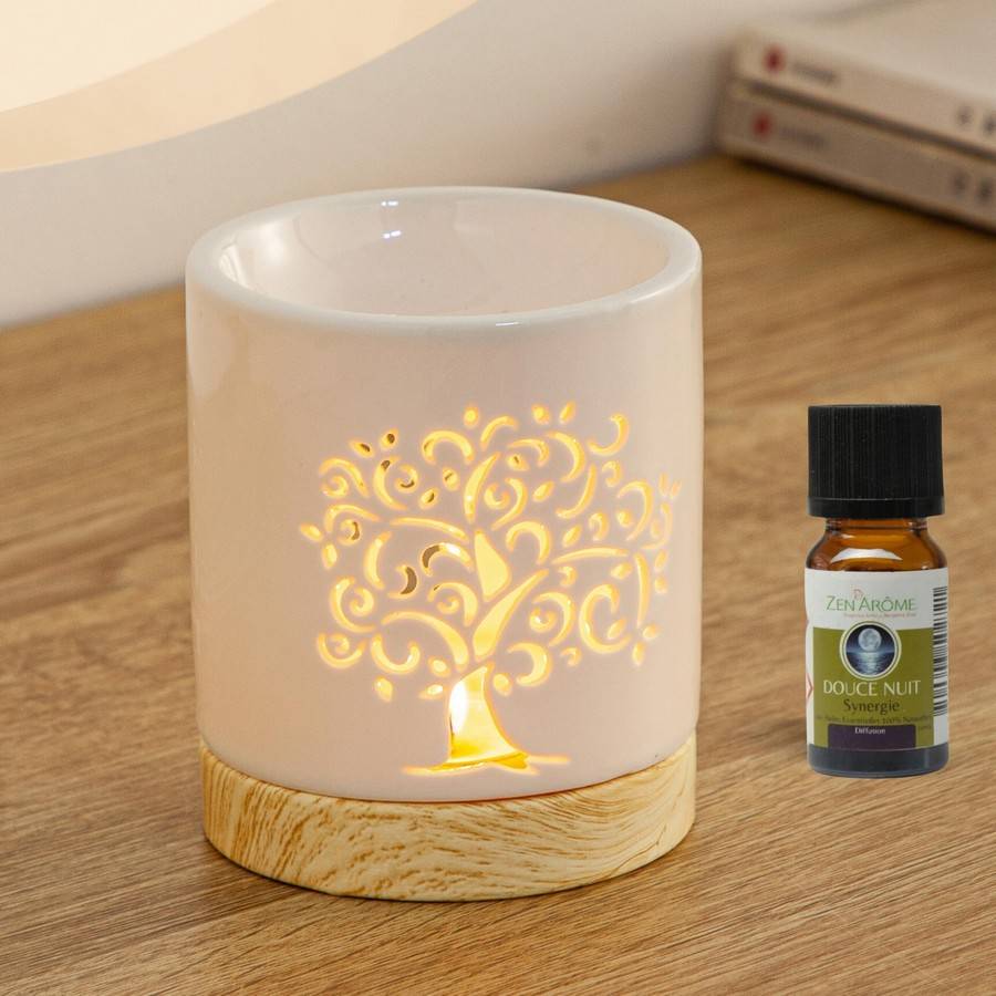 Brûle-Parfum Céramy Life Tree 50 ml - Brûleur Cire Fondant - Objet Artisanal Porte-Bonheur - Déco Cadeau - H 10,5 cm - Zen'Arôme - Image 2