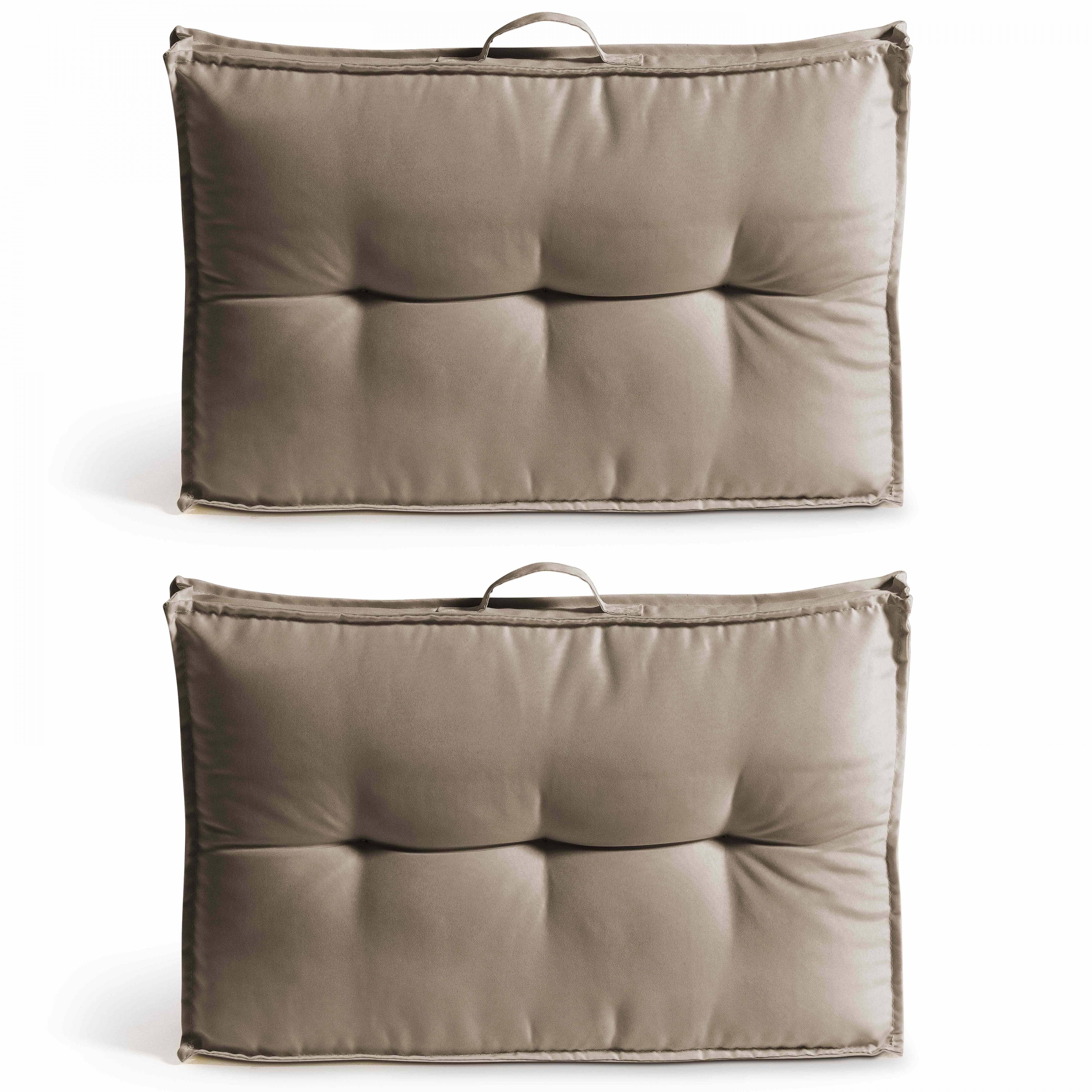 Oviala - Lot 2 coussins palette dossier polyester taupe 60x40x12 cm Cuzco - Oviala - Image 1