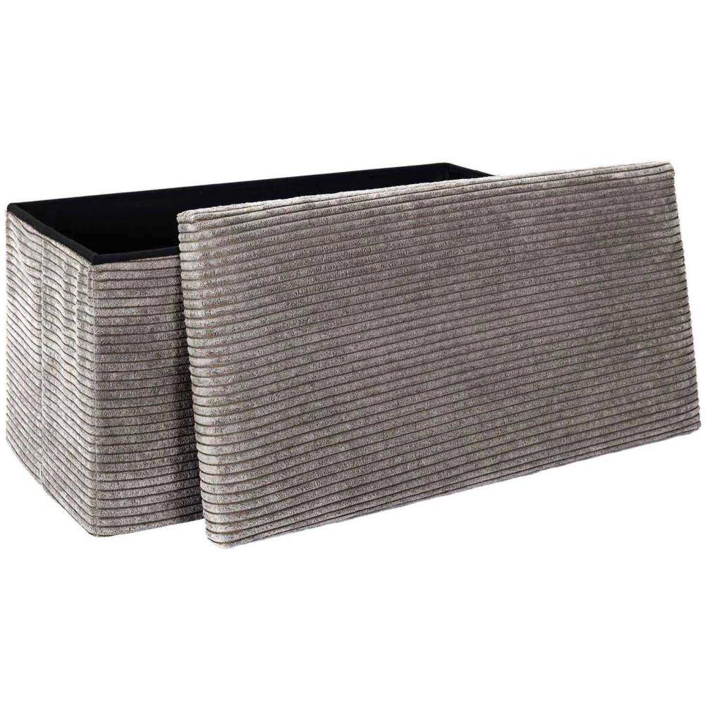 The Home Deco Factory - Coffre banc pliable en velours côtelé Scott - Image 4
