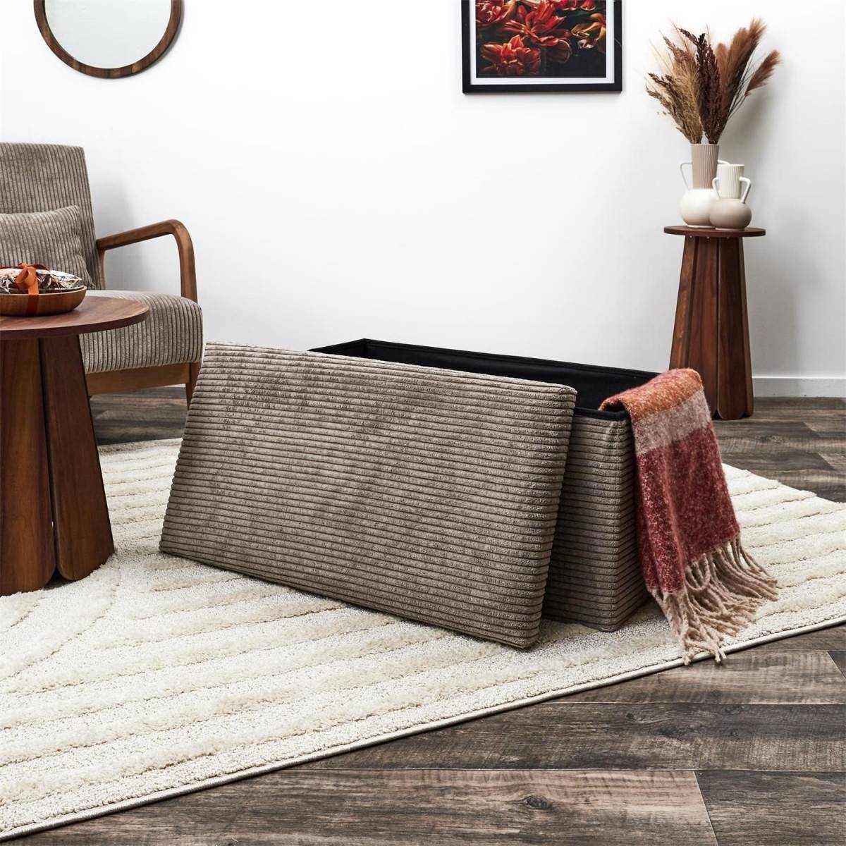 The Home Deco Factory - Coffre banc pliable en velours côtelé Scott - Image 8