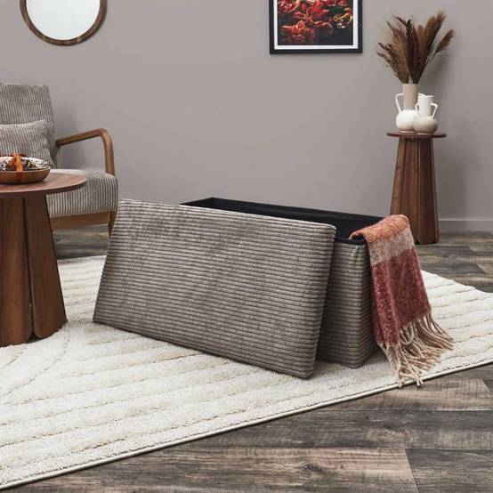 The Home Deco Factory - Coffre banc pliable en velours côtelé Scott - Image 2