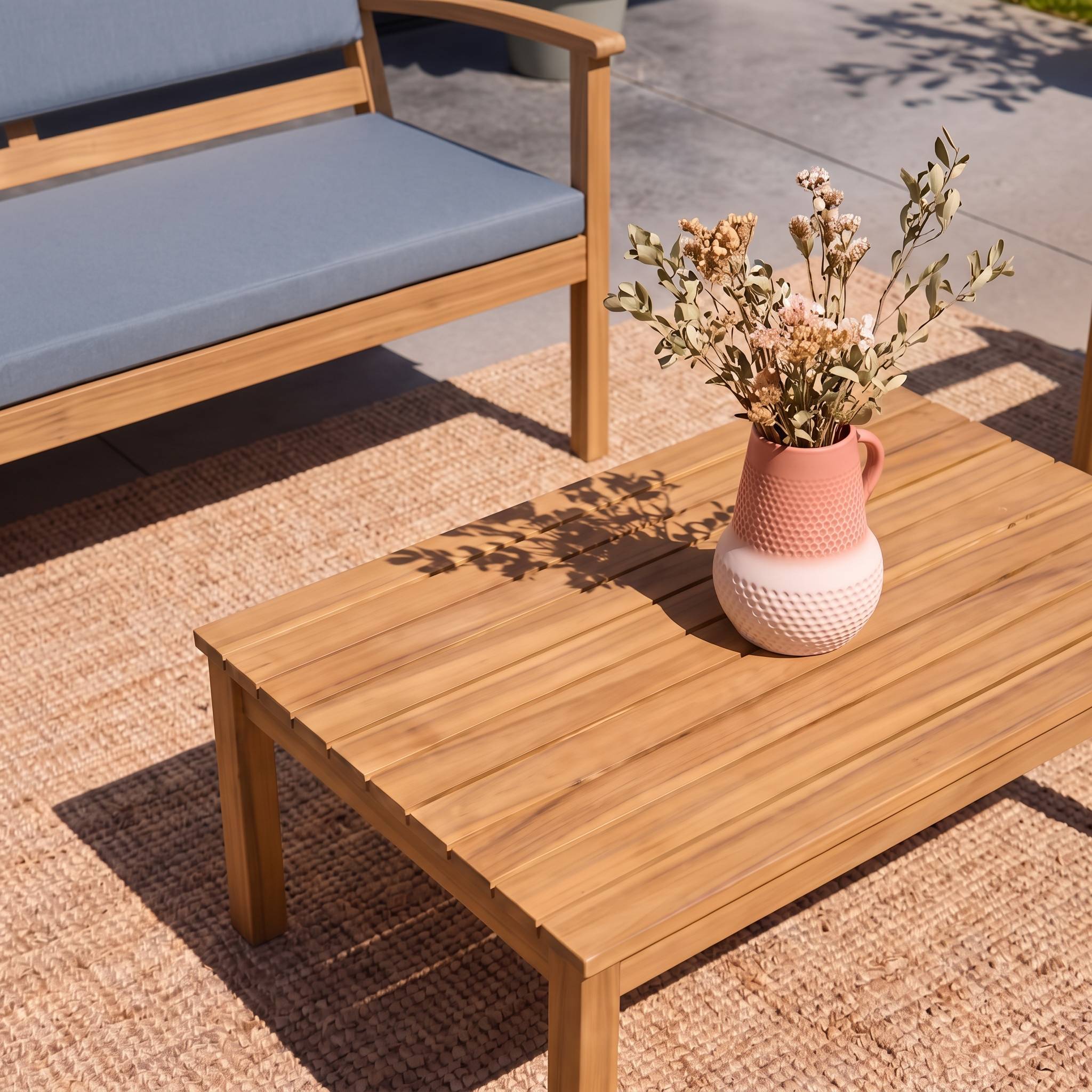 sweeek - Salon de jardin bois d'acacia 4 places gris - Komoda | sweeek - Image 5