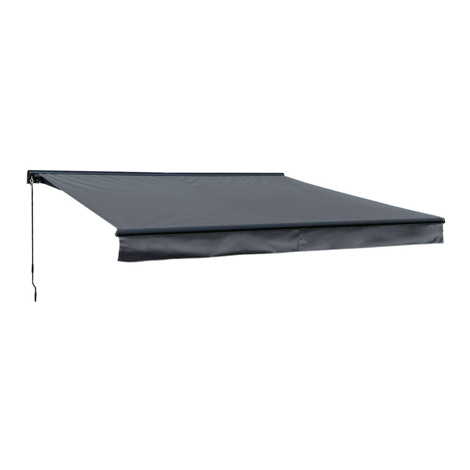 Happy Garden - Store banne SAULE 3,95 × 3m avec semi-coffre - Toile anthracite et structure grise - HAPPY GARDEN - Imagen 1